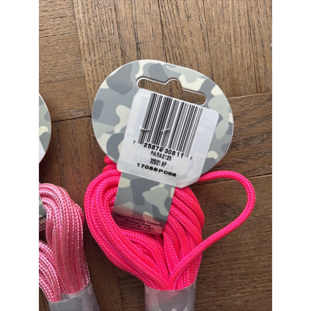 Parachute 325 Paracord LOT OF 3 Neon Pink Medium Pink and White 21ft/6.4m NEW - Picture 4 of 7